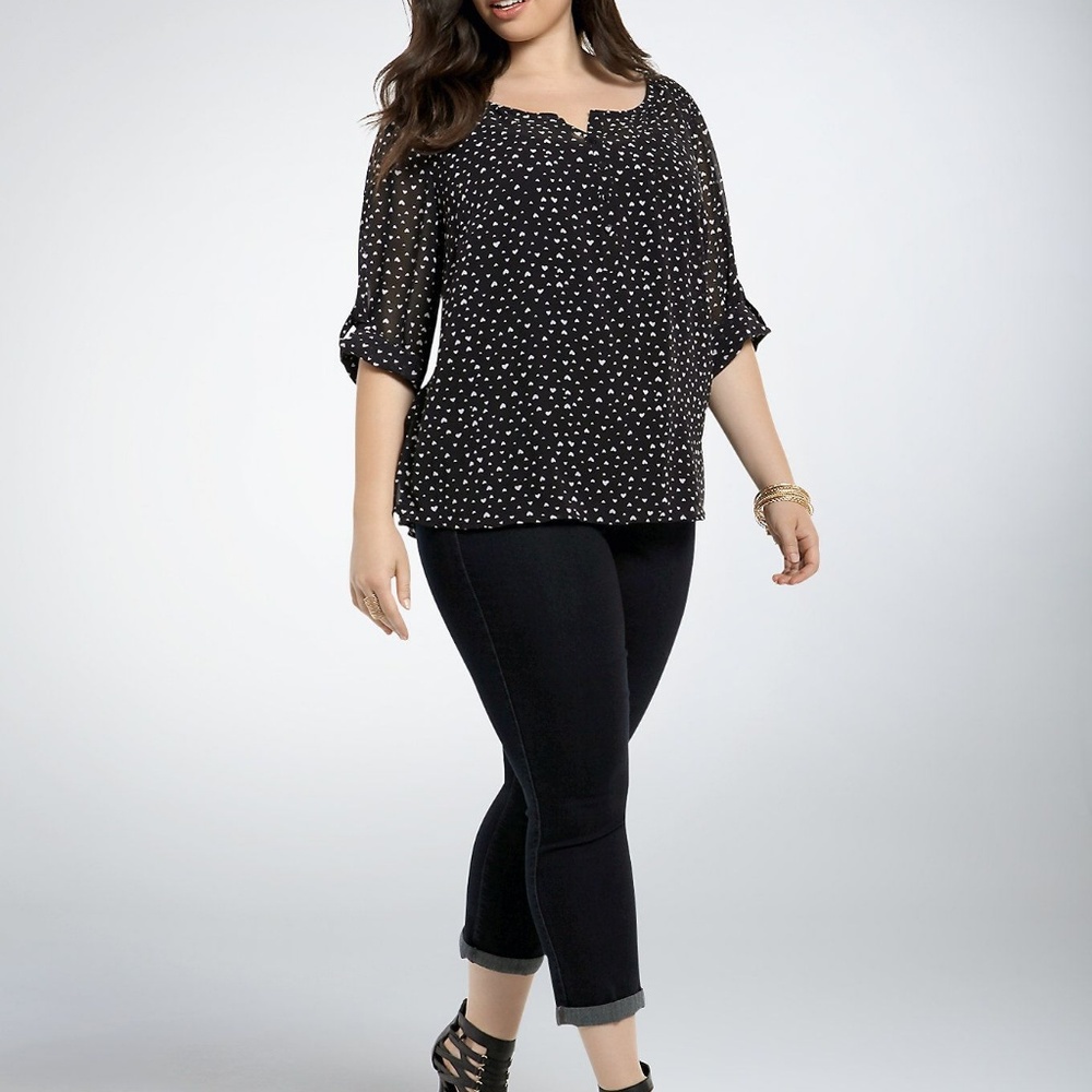 Torrid Chiffon Heart Blouse Size 1X